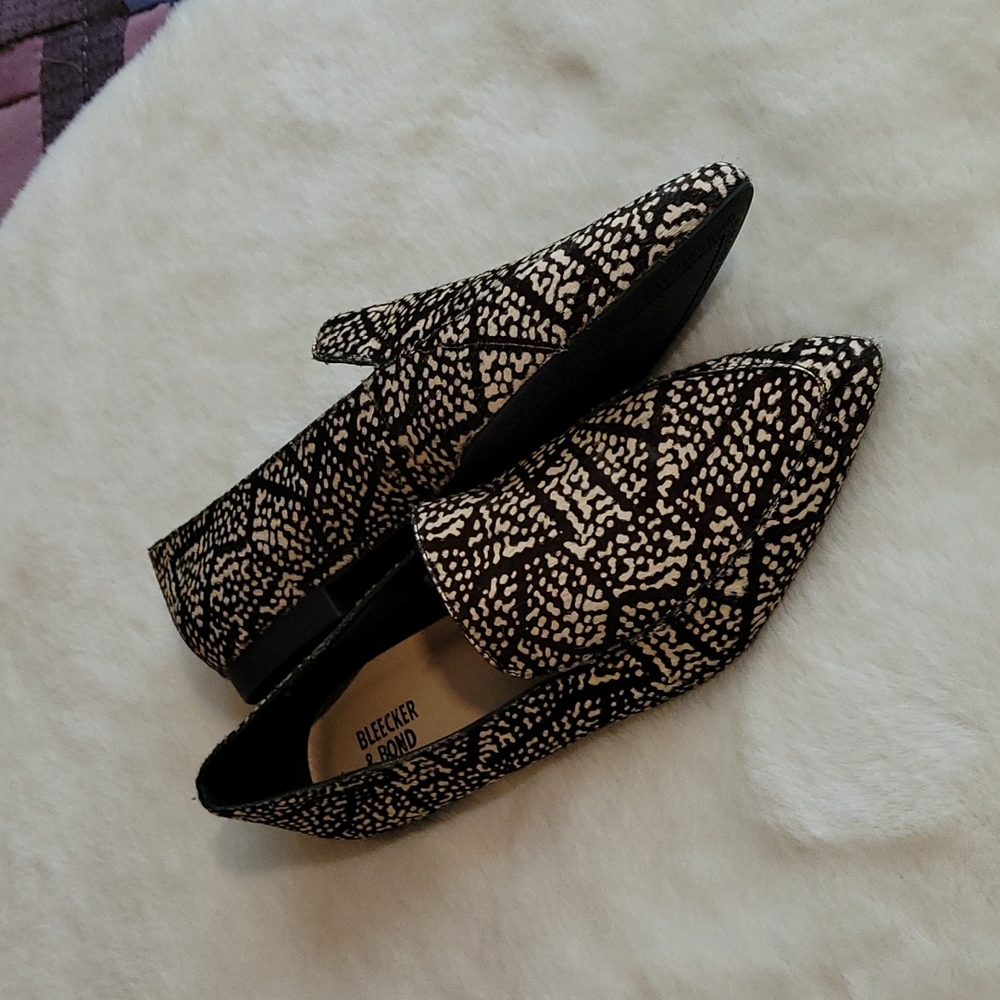 Bleecker & Bond Sonia Calf Hair Brown Casual  Pointed Toe Flat Slide Shoes